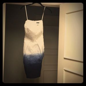 J Crew strapless dress blue/white 100% cotton 4P